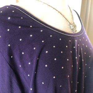 Catherines purple, rhinestone-studded long-sleeve